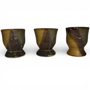 Handcrafted 3-Piece Pottery Stoneware Goblets